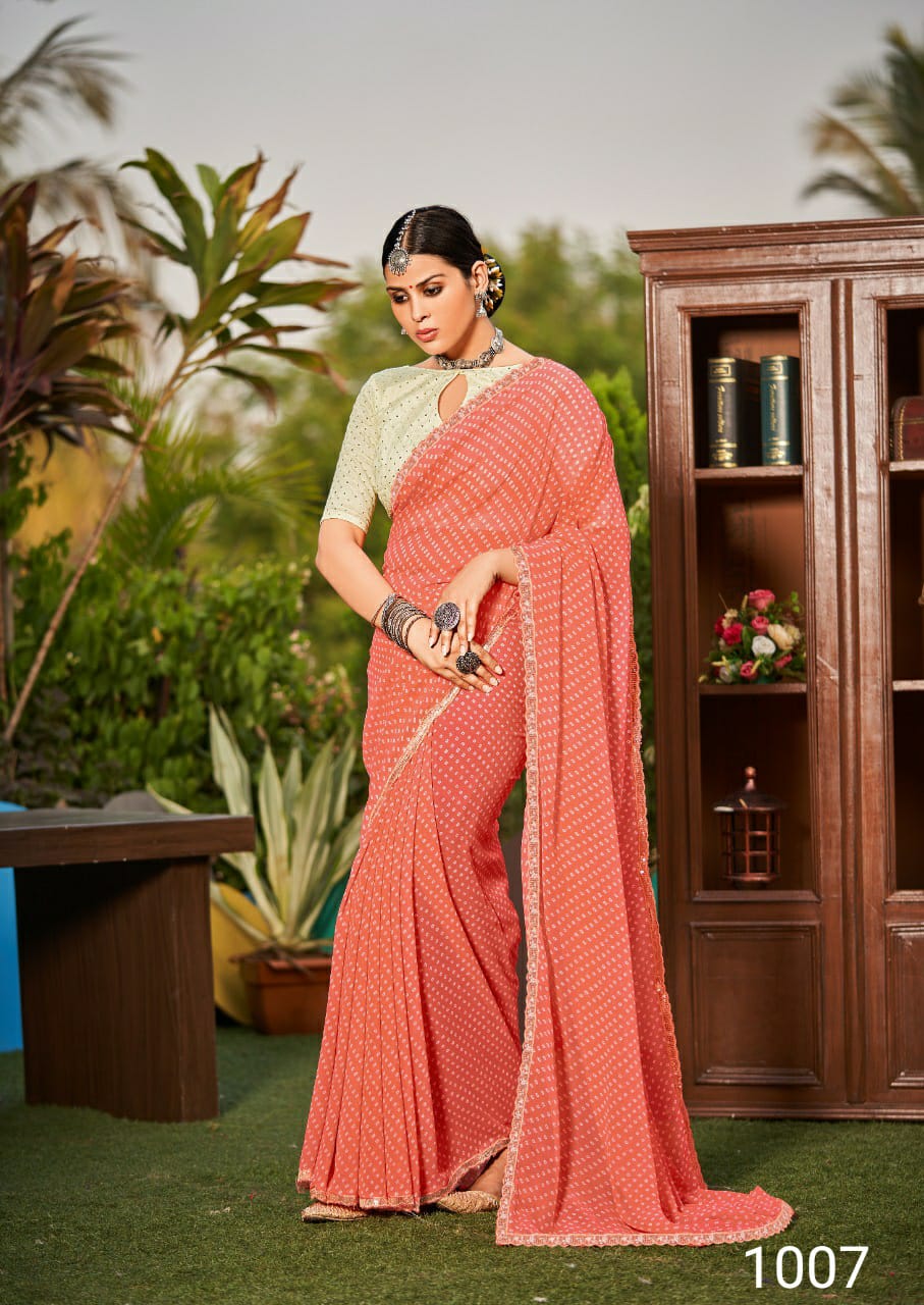 Stavan Smruti Stylish Fancy Designer Party Wear Georgette Saree Collection